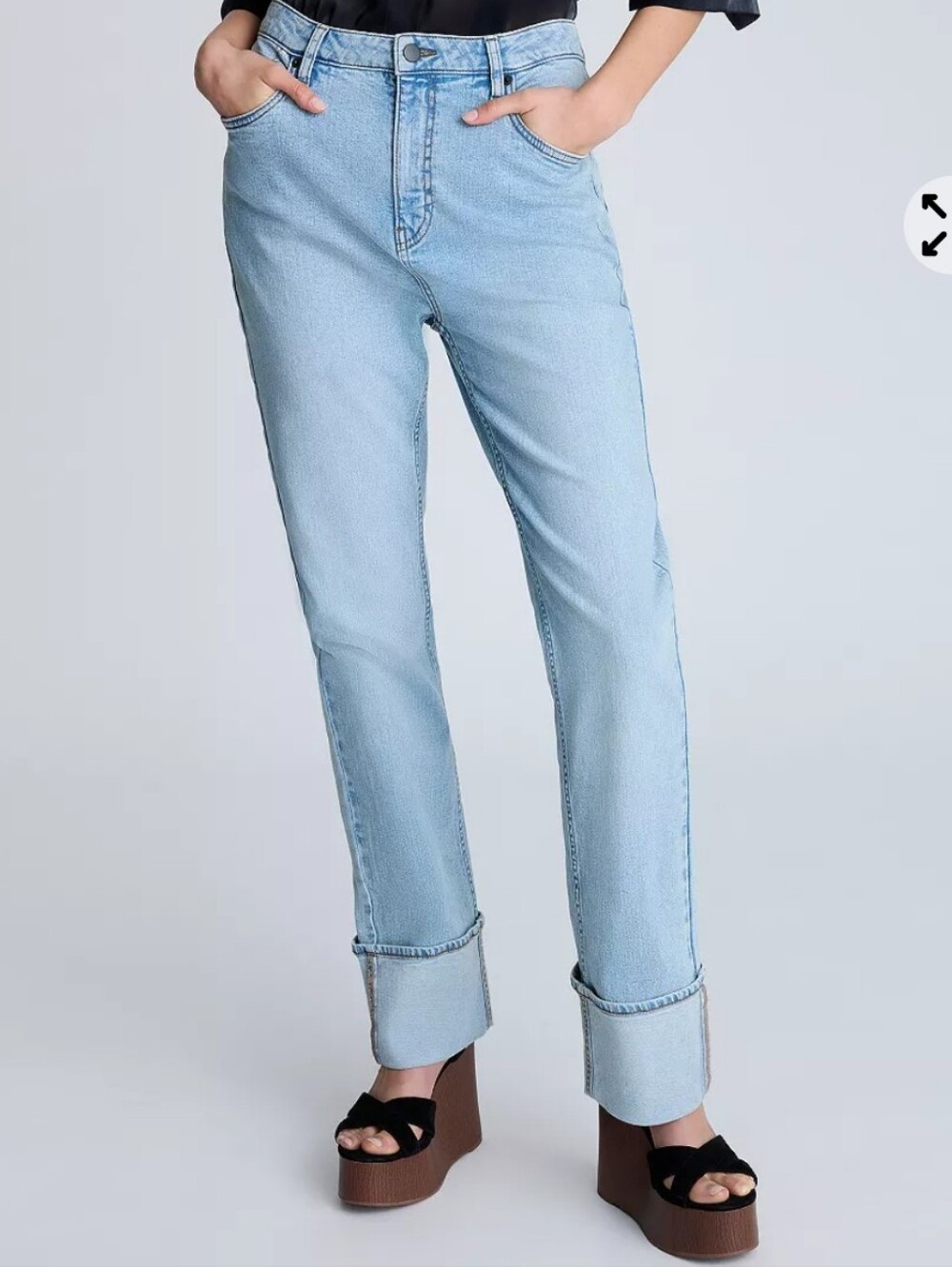 Kenneth Cole High Rise Wide Cuff Straight Leg Jeans, Size 10 - Picture 10 of 10